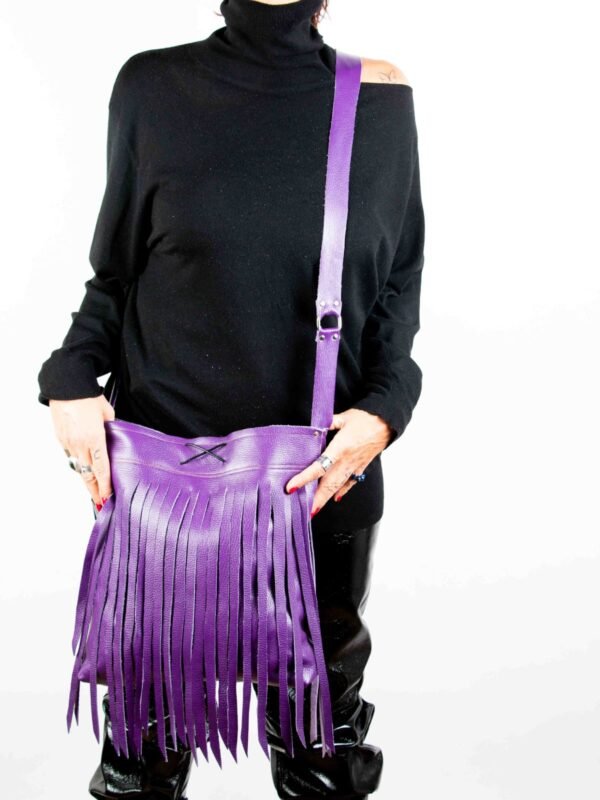 Tote leather bag Purple 2